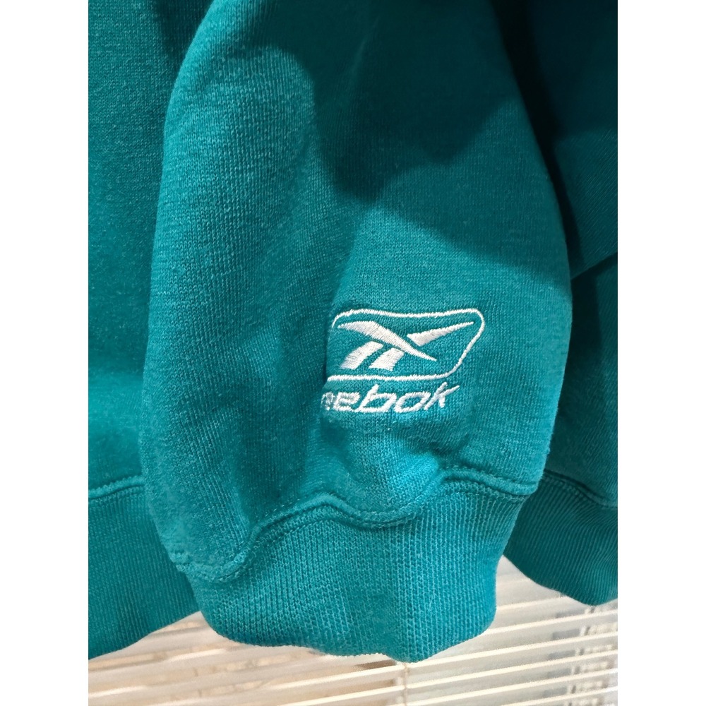 Vintage Mens Miami Dolphins Reebok Teal NFL Embroidered Crewneck Sweatshirt Sz L - Picture 5 of 7